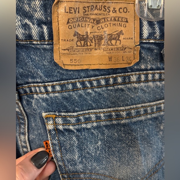 Vintage Levi’s orange tab acid washed 550 Jean strait leg  Streetwear 90’s 36x34 - Picture 4 of 6